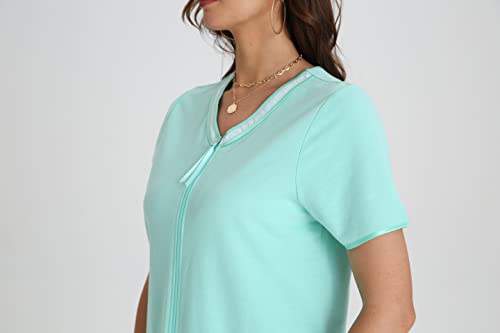 Rrichie House Women Zipper Robe Loungewear Short Sleeve Sleepwear Housecoat Bathrobe Rhw2898-A-S #TOP7