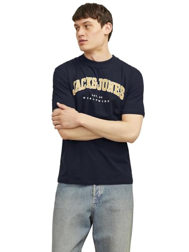 JACK & JONES T-shirt för män med rund hals T-shirt, marinblå blazer, L