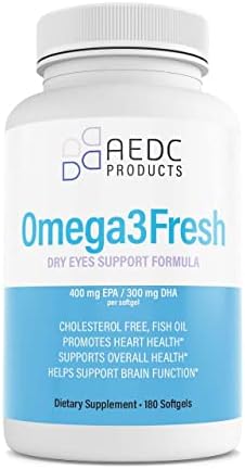AEDC Omega3Fresh Eye/Heart/Brain Health Supplements for Adults | Dry Eye Relief | Formulated for Nutritional Support | 1250mg | 90 Days Supply 180 Sofetgel
