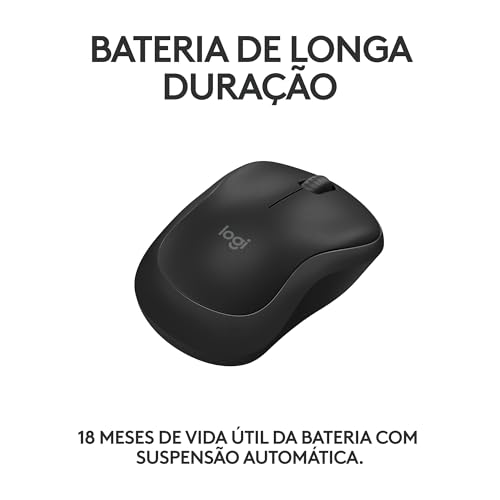 Mouse Sem Fio Logitech M240 com Conexão Bluetooth, Clique Silencioso, Design Ambidestro Compacto, Bateria de 18 Meses, Compat