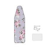 Yazilan Verdickter BüGeltischbezug -157x58cm, 2 In 1 Design, Baumwolle - Dampf Bügelbrettbezüge, mit WäRmeisolierendem Netz Und VerschlüSsen, für GroßE BüGeltische