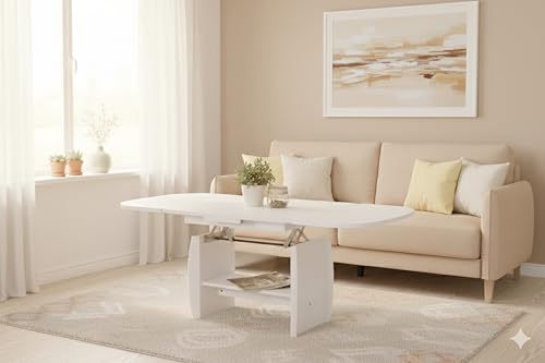 Table basse réglable en hauteur Michael avec manivelle plateau extensible 142 cm - 3