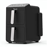 Narvi Freidora de Aire Doble Resistencia 10L - 2460W - Cocción Rápida Sin Girar Alimentos - 10 Menús - 2 Cestas de 5L con Finalización Simultánea SYNC - Panel Táctil y Libre de BPA