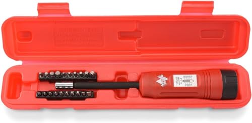 Image of NEIKO 10573B 1 /4 inch Torque Screwdriver Set, 20 Hex Bits, 10 to 50 In-Lbs, Long Shank Screwdriver Torque Wrench, Adjustable Inch-Pound Torque Screwdriver for HVAC and Gunsmiths (Pack of 25)