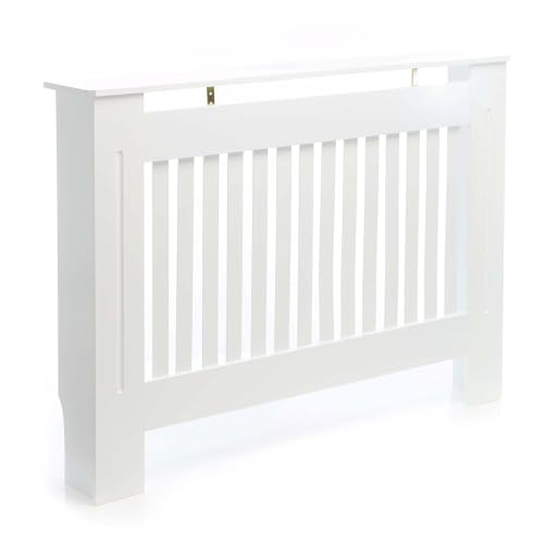 Toboli Cubre radiador Color Blanco 112x19x82cm Tablero MDF Cubierta radiador calefacción Moderno