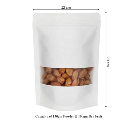 Image of DEERA White Metallic White Ziplock Stand Up Pouch 120x200mm Pack of 100