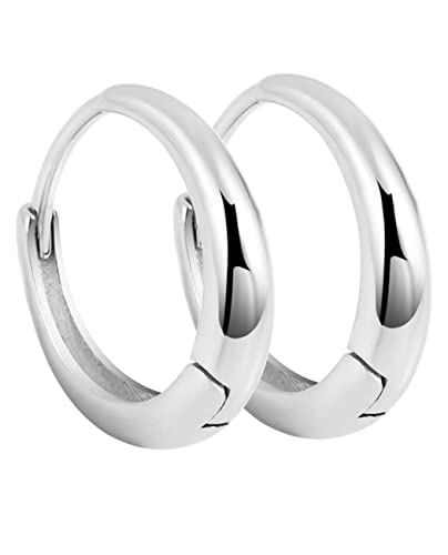 S925 Silver Hoop Earrings For Men, Mens Earrings Ear Piercings Round Huggie Silver Hoops For Men (Drop) #TOP26