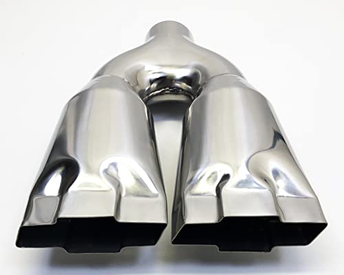 Exhaust Tip 2.25 Inlet 10.00 Inch Wide 4.75 Outlet Dual Bowtie Polished Stainless Steel Polished Wdcb214Bowtiess Wesdon Exhaust Tip #TOP1