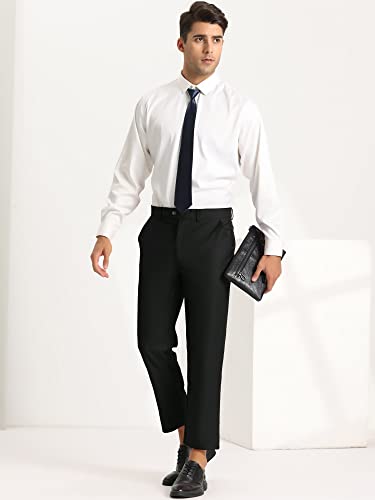Lars Amadeus Men's Cropped Pants Slim Fit Flat Front Solid Color Ankle-Length Dress Pants4