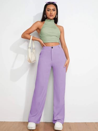 Image of Toochki Trousers for Woman Pants Women's Formal Office Korean | Black Track Pant | Straight | Cotton Spandex Stretchable Trouser | High-Waisted Bottom Wear