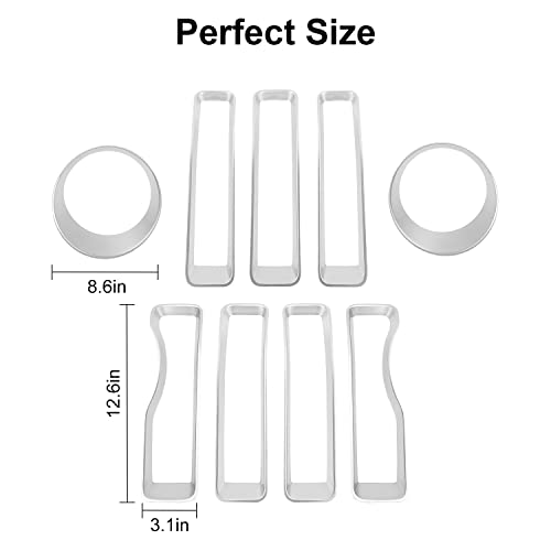 Image of CheroCar for JL Mesh Grille Grill Insert & Headlight Turn Light Cover Trim Exterior Accessories for Jeep Wrangler JL JLU 2018-2026 & Gladiator JT 2020-2026