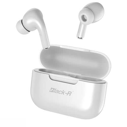 Image of Black-R Truly Wireless Bluetooth in Ear Earbuds with Active Noise Cancellation Buds, Bombastic Bass, Type C Fast Charging, 4Mics for Calling, v5.4 Bluetooth TWS, Wireless Earphones with mic, White