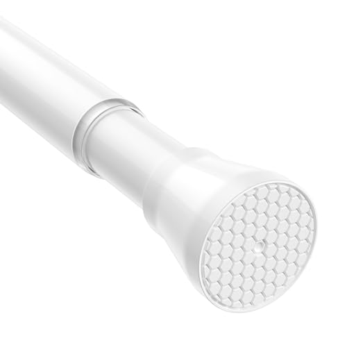 ZipGlo Tringle à rideau de douche extensible de 70 à 125 cm pour salle de bain, fenêtre, penderie, sans perçage, blanche, 1 pièce, diamètre : 22 mm