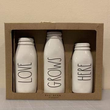Rae Dunn Love-Grows-HERE Ceramic Vases