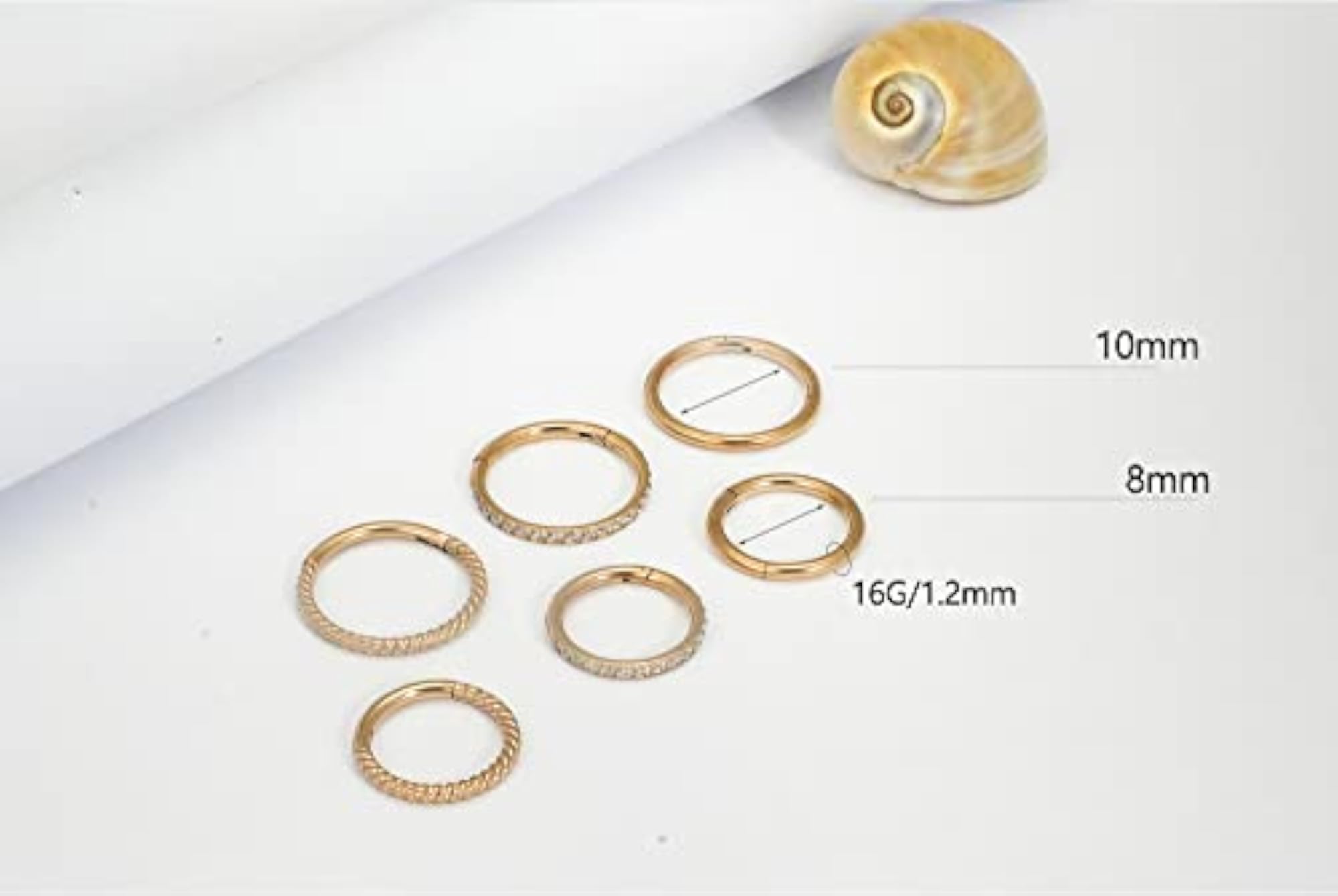 Hinged CZ Segment Nose Hoop Earrings, Body Piercing Jewelry