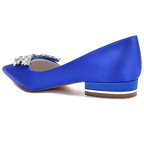 Women's High Heels, Wedding Flats for Bride Closed Toe Pointed Toe Bridesmaids Shoes Women Slip on Wedding Dress Flats Shoes with Rhinestone, Bridal Heels, Evening Prom Dress Shoes4