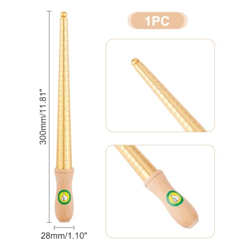 Unicraftale TOOL-WH0159-31-US12 1Pcs Us Ring Sizing Measuring Tool Sizes 1-13 Brass Ring Mandrel Ring Sizing Mandrel Rods For Accurate Measurements With Wood Handle Stick Mandrel Jewelry Sizing thumb #2