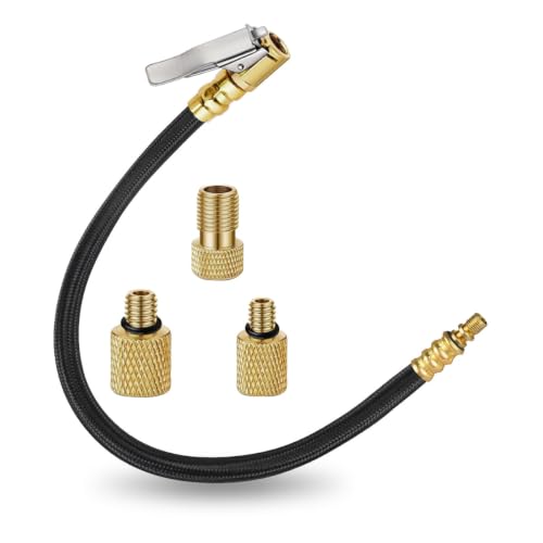 GAOLAOSY 12 Tire Inflator Extension Tube Tyre Pump Quick Inflation Chuck Adapter with Presta Valve Portable Clip On Connector High-Pressure Tube Auto Maintenance Accessory for Car Motorcycle
