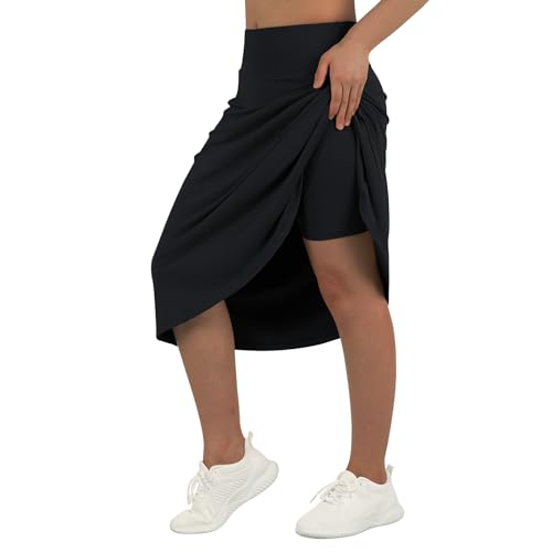 beroy Women 28" Long Skorts for Woman with 2 Pockets Modest Skirt with Shorts Underneath High Waisted Long Skorts2