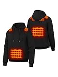 ORORO Unisex 5-Zone Heated Pullover Hoodie, Fleece Hooded Sweatshirt with USB-C Rechargeable Battery (Black,XL)