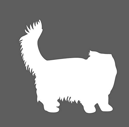 Adhesivo de vinilo para coche, diseño de gato persa, color blanco