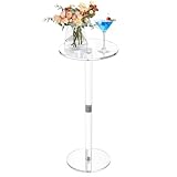 Cilinta 9.8' Round Clear Acrylic End Table - Modern Small Space Side Table for Living Room, Bedroom, Office, Outdoor | Sturdy, Easy to Install, Multi-Purpose