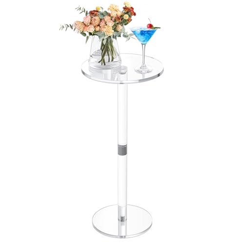 Cilinta 9.8" Round Clear Acrylic End Table - Modern Small