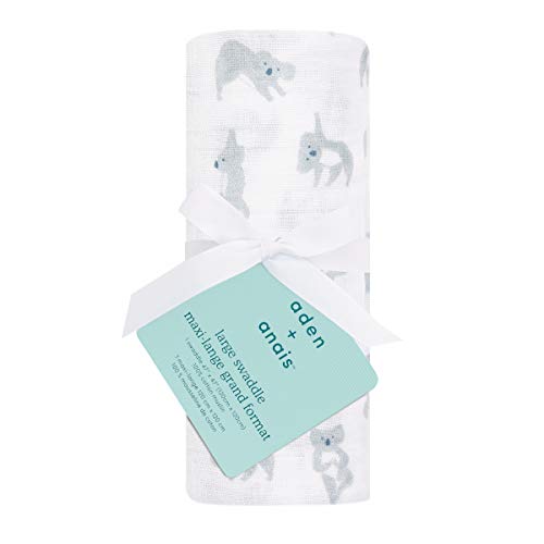 Image of aden + anais Swaddle Blanket, Boutique Muslin Blankets for Girls & Boys, Baby Receiving Swaddles, Ideal Newborn & Infant Swaddling Set, Perfect Shower Gifts, Single, Now + Zen-Koalas