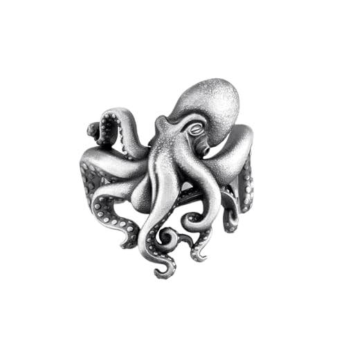 Octopus Handmade Sterling Silver Ring, Octopi Animal Biker Rings, Animal Silver Jewelry, Sea Animal Gothic Rings2