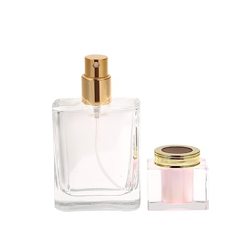 Pongnas Botella con Bomba Pulverizadora de Metal de 50 Ml, Atomizador de Perfume de Viaje Portátil con Diseño y Pulverización Fina, para Botella de Perfume Recargable (PINK)