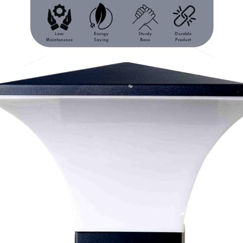 Image of SINOMAN Modern Gate Light Outdoor Waterproof Post Lamp with Wide Glow Design Decorative Fence and Entrance Lighting for Home, Villa, or Garden (Plastic) (Without Bulb)