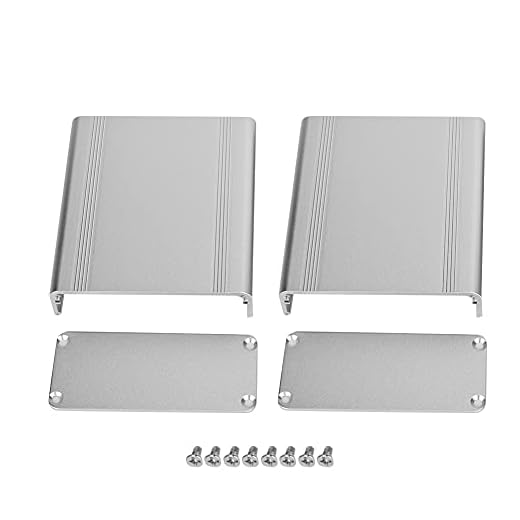 LANTRO JS - 1 st Sandblästrad oxid Silvervit hölje DIY Elektronisk produktkylbox, aluminiumkylbox för kretskort (38 * 88 * 100 mm) med platt platta