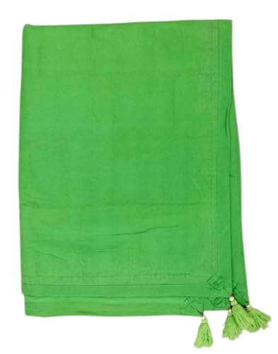 Image of Ekam Art Rajasthani Handmade Embroidery Cotton Patchwork Tapestry Cotton Wall Decor Hanging Beaded Tapestries 40 x 60 Inch (Light Green)