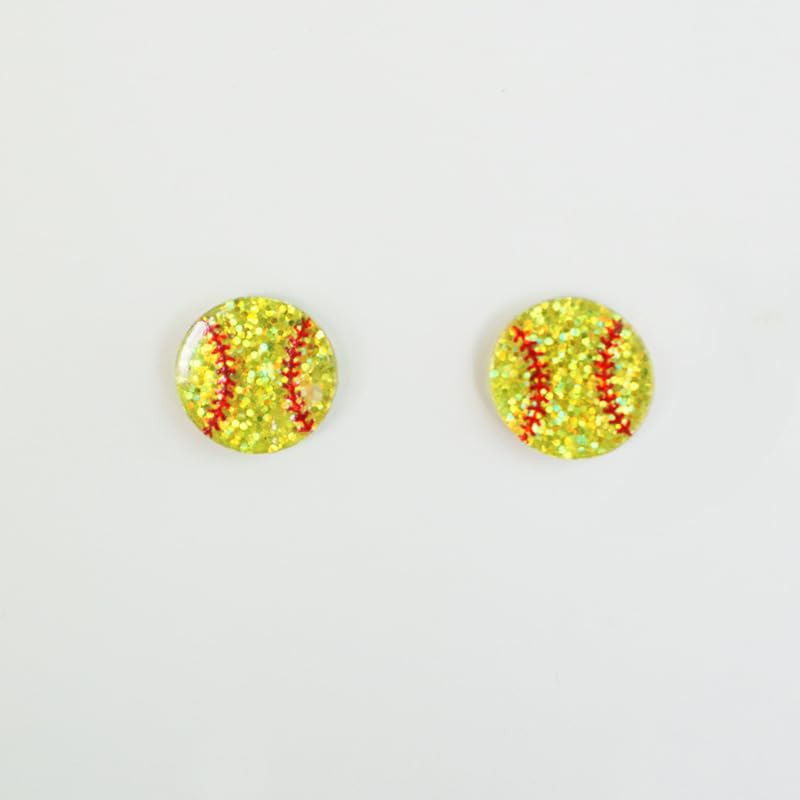 Sports Ball Stud Earrings/Sparkly Glitter Ball Game Ball Shaped Baseball Basketball Volleyball Rugby Earrings for Women Sports Lover Gift2