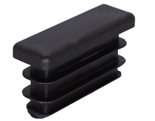 Image of (Pack of 10) Rectangular Plastic Plugs 25 /64 inch x 1-9 /16 inch (10 x 40 mm), Matt Plugs, Rectangular Tube Inserts, Fence Post Caps, Jet Black RAL 9005
