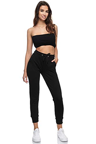 Smith & Solo Smith & Solo Jogginghose Damen – Sporthose Frauen Baumwolle| Sweatpants Slim Fit Freizeithose Lang | Trainingshose Fitness High Waist – Jogger Laufhosen Modern Schwarz/M - Produktansicht 3 | TV | Video | Foto