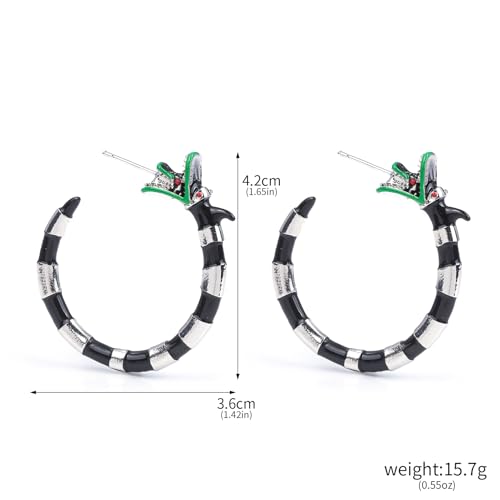 Gothic Coral Snake Earring - Beetle Sandworm Juice Faux Tunnel Hoop Earrings - Halloween Cosplay Costume Jewelry for Women Men2