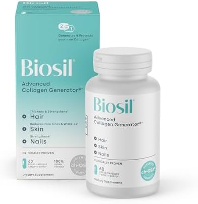 Biosil Collagen Booster Supplement – 60 Vegan Capsules – Patented ch-OSA Activator for Skin, Hair, Nails & Joints – Supports Natural Collagen Production – 30-Day Supply