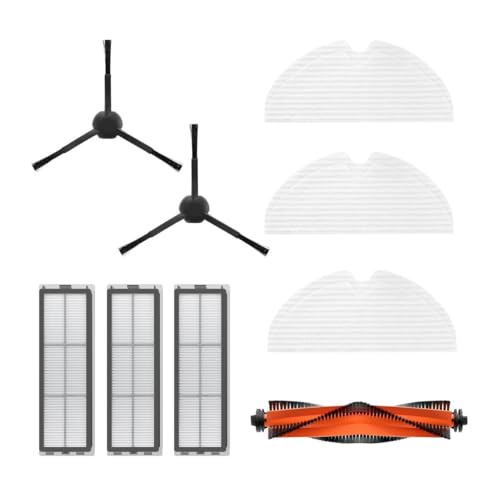 Dreame D9 Pro/D9 Max/L10 Pro Zubehörset: Holen Sie das Beste aus Ihrer Reinigung heraus mit 1x Hauptbürste, 2x Seitenbürsten, 3x Filtern und 3x Mopptüchern - Original und Kompatibel