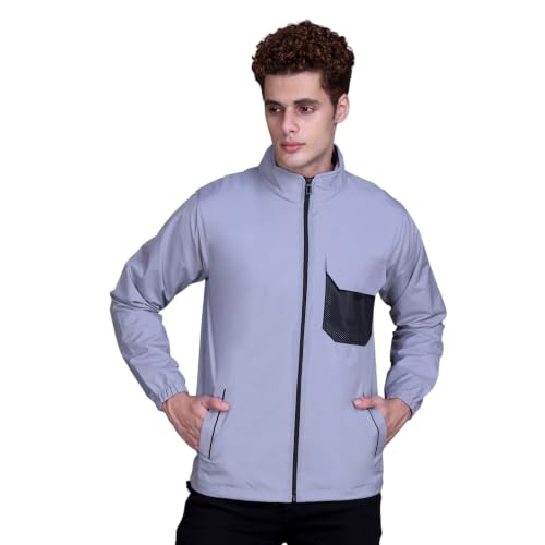 Image of TFA Mens Windcheater Jacket |Zip Closure| Sports Wear| Water Resistant |Rainy Season | Reflector