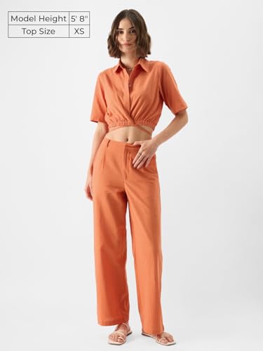 Image of The Souled Store Solids: Rust Cropped Shirts