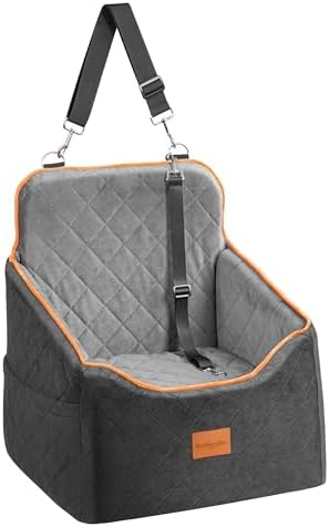 Dog Car Booster Seat For Medium Small Dogs, Reinforced Dog Travel Carrier Cage With Adjustable Dog Car Seat Belt Tether Pink