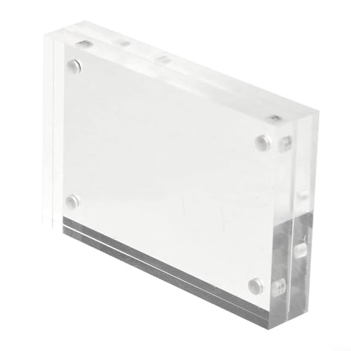 Acrylic Photo Frame, Desktop Magnetic Double Sided Photo Frame, Transparent Frameless Photo Display Block for Home School Office(4x6cm)