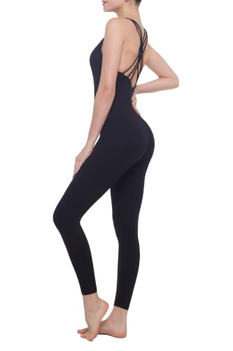 Image of LOVESOFT Workout Jumpsuits for Women Sleevesless Bodycon Backless Unitard