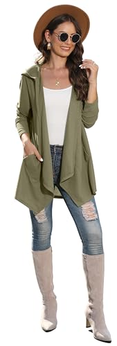 Image of VIISHOW Womens Lightweight Casual Hoodie Cardigans Open Front Waffle Knit Long Sleeve Outwear Coat with Pockets