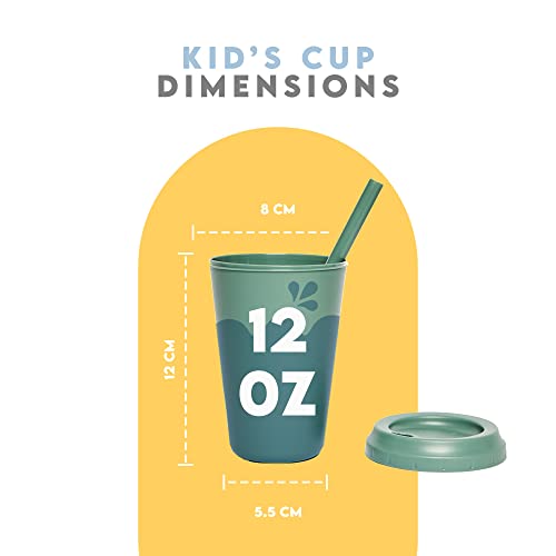 Neon Kactus Kids Straw Cups | Bpa Free Plastic Cups With Lids And Straws For Kids | Spill-Proof Drinking Cups For Juices, Smoothies, Milk | Lightweight & Dishwasher Safe | 4 Pack, 12Oz Tumbler #TOP2