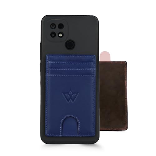 WASAMA Porte-cartes en cuir à coller avec 3 emplacements pour cartes | Protection RFID | Pratique, Denim Dreams Bleu, Standard, Moderne