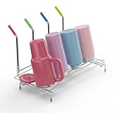 chilinii Bottle Drying Rack Stainless Steel Fold Water Bottle Drying Rack Organizer with Straw Holder for Baby Bottles,Cups, Mugs and Glass, Sports Bottles Dryer Countertop