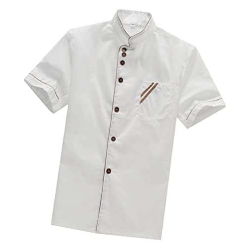 TOVINANNA Unisex Short Sleeve Chef Jacket for Catering Bakery and Restaurant Work Breathable and Wearproof White Chef Coat for Kitchen Supplies