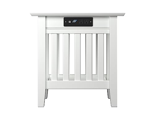 Atlantic Furniture Ah13212 Mission Chair Side Table With Charging Station, White #TOP4